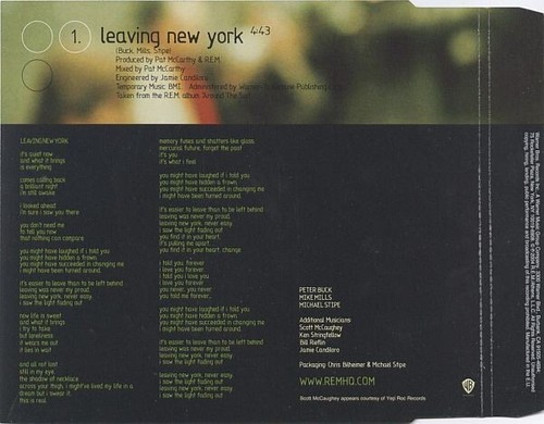 CD SINGLE R.E.M. Leaving New York Europe 2001 Warner Bros.Records Promo PRO15071 - Picture 2 of 3