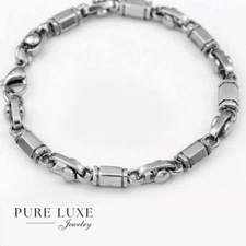 Men's Stainless Steel 8.5" Hexagon Link Chain Cable Bracelet High Polish*Box