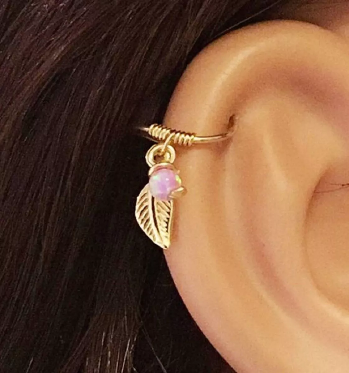 Feather cartilage deals hoop earring