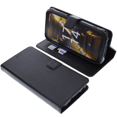 Tasche für Ulefone Power Armor 14 / 14 Pro Hülle Handytasche Buch rau Schwarz
