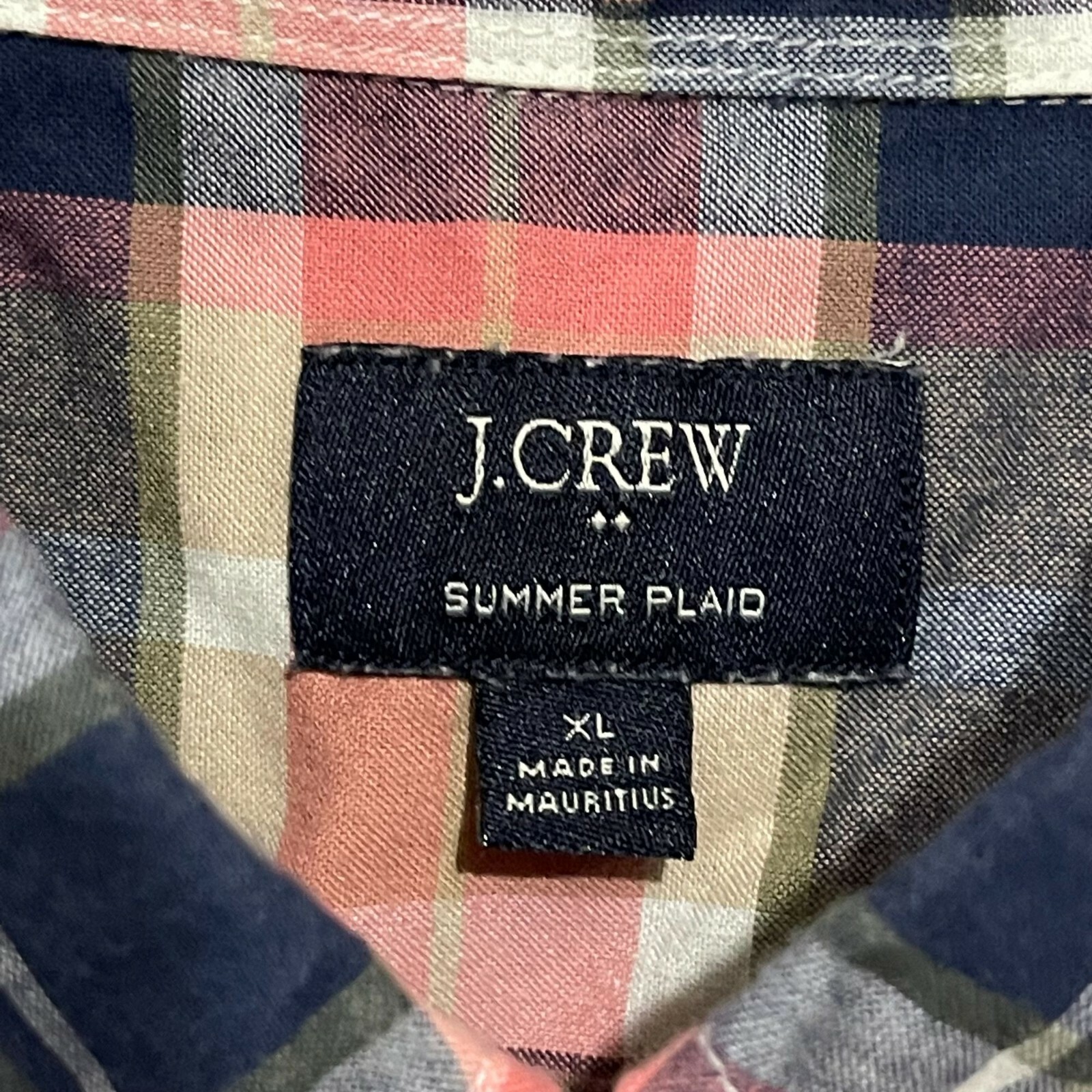 J Crew Summer Plaid Shirt Mens XL Red Plaid Button Up Long Sleeve Casual Modern