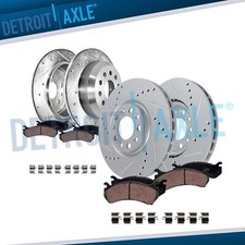 8pc Front Rear Drilled Rotors Brake Pads for 2018-2023 Jeep Wrangler w/HD Brakes