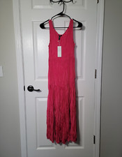 NEW Eileen Fisher Women's Size XS Pink Crushed Silk Tiered Long Dress 378 NWT