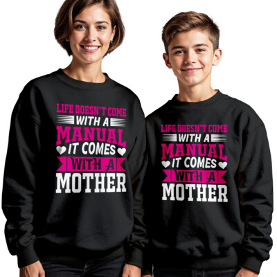Lustiger Damen-Sweatshirt Pullover Kind Leben kommt nicht mit Handbuch Muttertag #MD