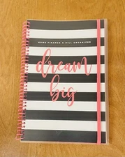 Home Finance Bill Organizer w/ Pockets Monthly Budget Planner Multi Blue Stripes