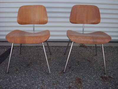 Pair of Eames DCM Chairs dated 8-52, 1st. Gen. from Herman Miller, 2nd overall