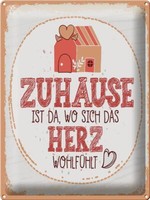 Blechschild Spruch Zuhause Da Wo Herz WohlfüHlt 30X40 Cm Deko Schild Tin Sign