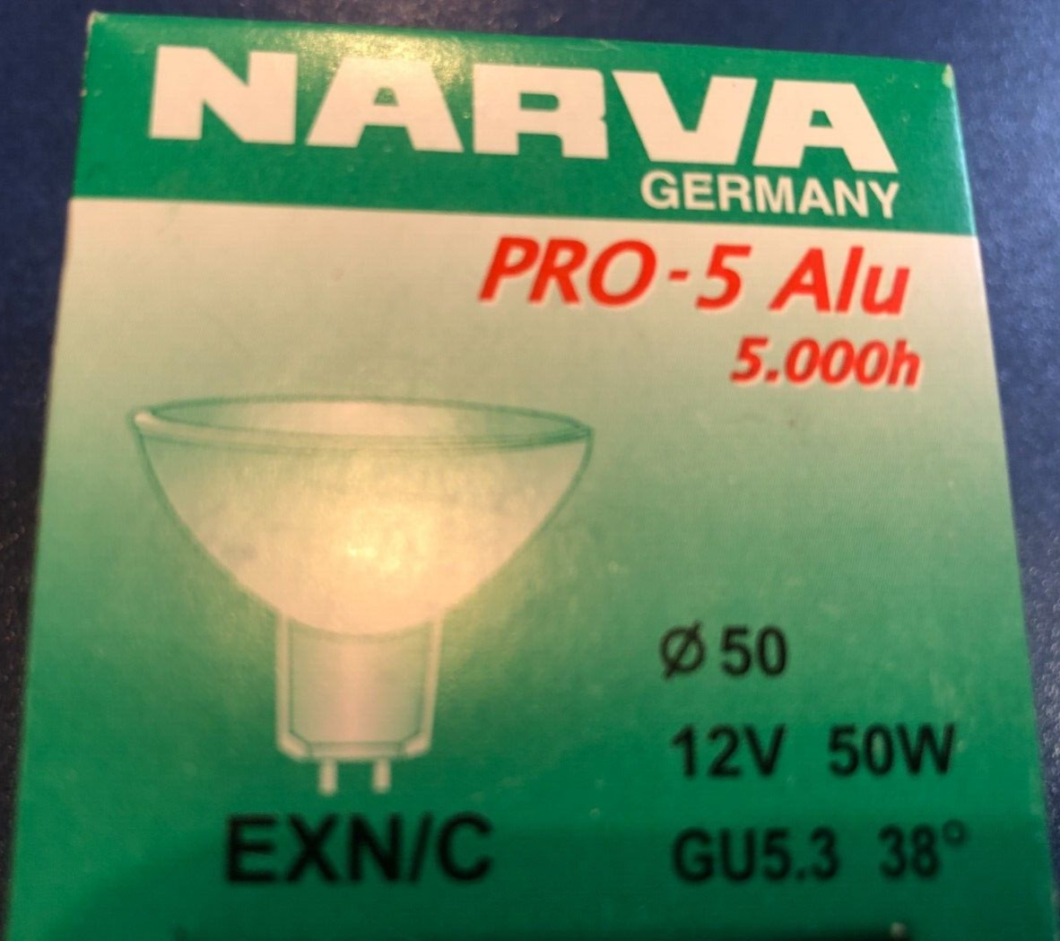 Narva Halogen Pro-5 Alu 5000h 12V 50W Gu5,3 Reflector Lamp Spotlight Dimmable