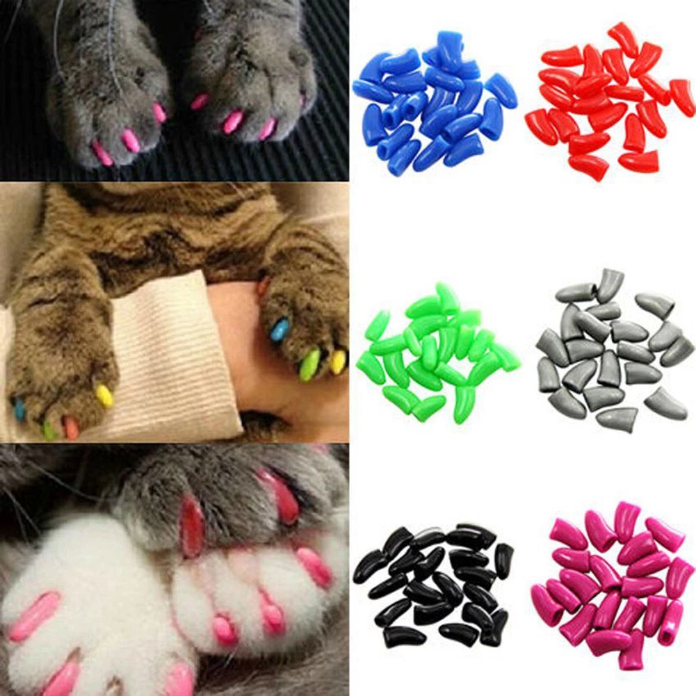 20/40pcs Soft Cat Nail Caps / Cat Nail Cover / Paw Claw / Pet Silicon Nail  Protector With Free Glue Size Xs-xl