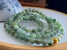 Certified natural A grade Jadeite 25"Oil green 6 MM Round jadeite Bead Necklace
