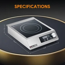 WILPREP Commercial Countertop Induction Range Portable 1800W Induction Cooktop