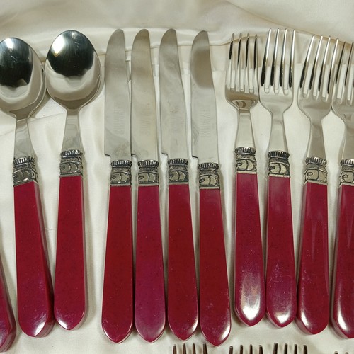 *Sabatier* FLATWARE SERVICE 4 CANNES-BURGANDY 20 PC. SET Stainless - Picture 5 of 14