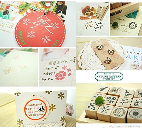 Tiardey 12 Pcs Mini Tampons En Caoutchouc En Bois Mignon DIY