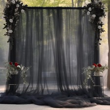 10x10ft Sheer Black Backdrop Curtains for Parties Tulle Wedding Arch Draping ...