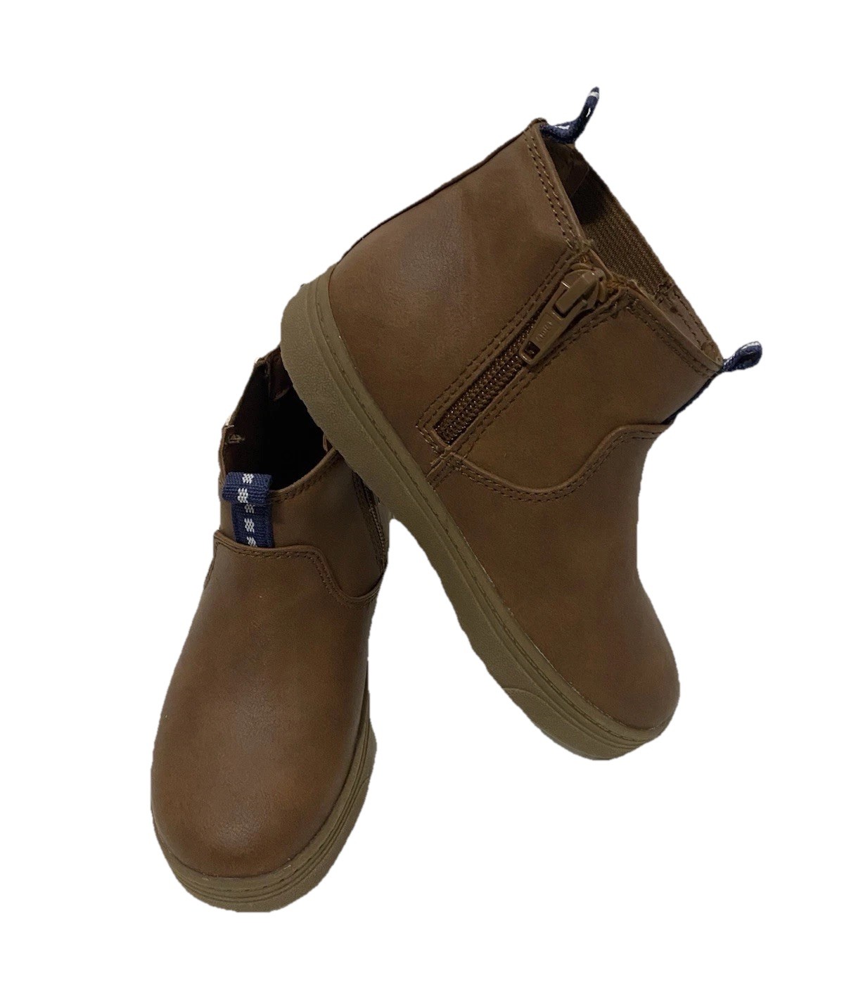 Cat & Jack Unisex Kids Brown Faux Leather Chelsea Zip Ankle Boots US 11
