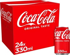 Coca Cola Original Taste Coke 330ml Pack of 24 Cans Fizzy Soft Drink Full Case