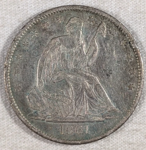 1861  0   1861o  LIBERTY SEATED 50 CENT 1/2 HALF DOLLAR #112