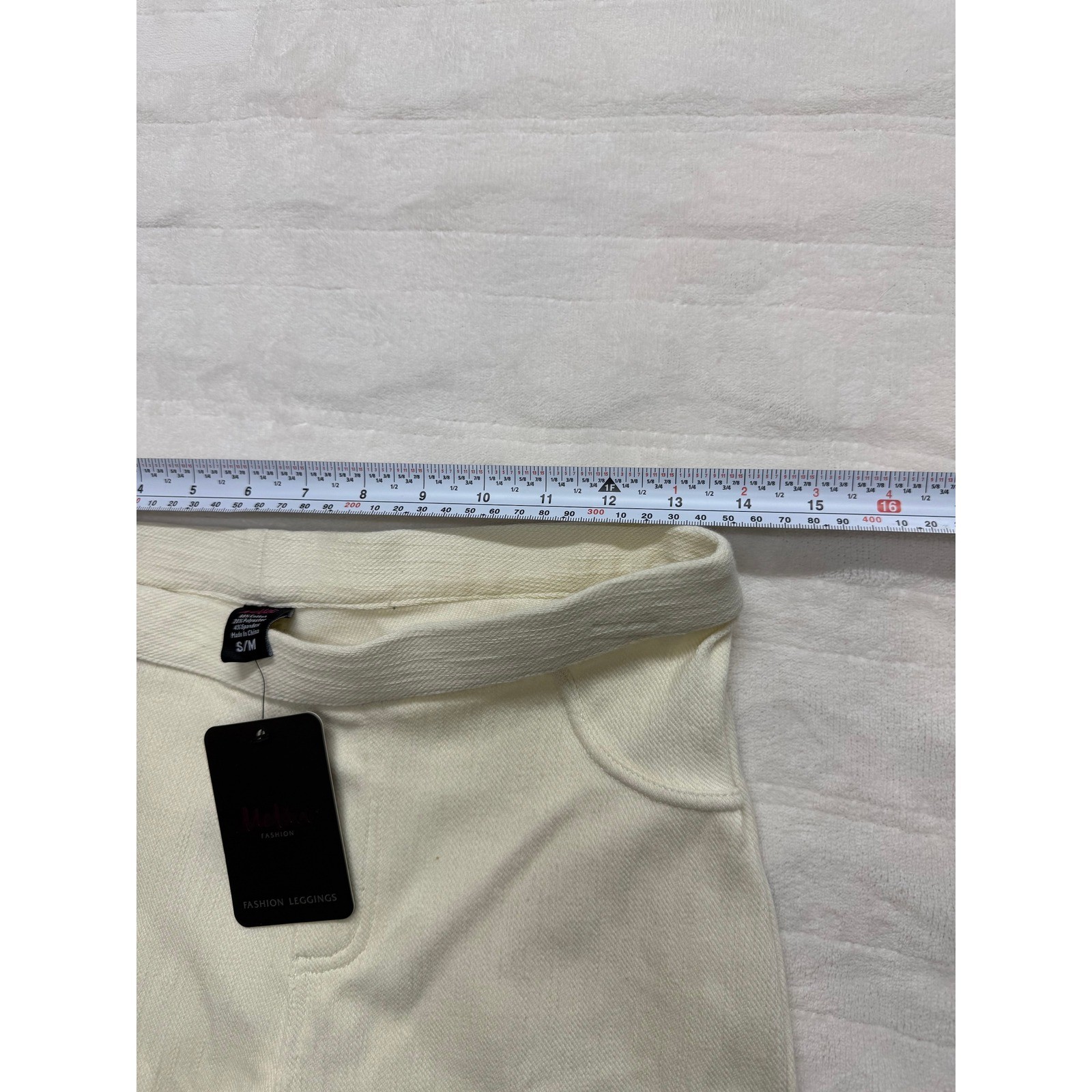 MeMoi Fashion Leggings Cream Off White Ankle Zip Stretch Skinny Pants S/M NWT thumbnail 7