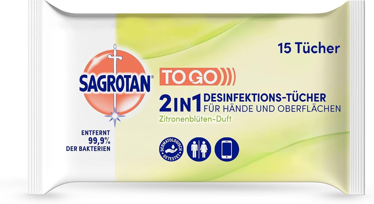 Sagrotan 2in1 Desinfektionstcher Zitronenblten Duft Reinigungstcher 15 Stck 1590₽