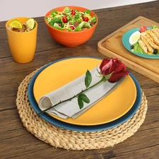 Dinnerware Plates Bowls Dishes 40pcs Kitchen Wheat Straw Set For 8- Dessert