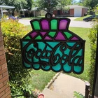 Vintage Coca-Cola Stained Glass Cast Iron Hot Plate Trivet Collectible Decor