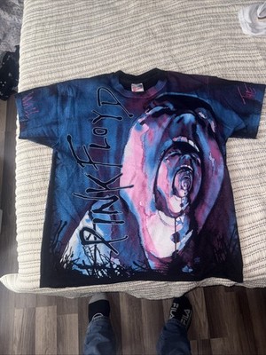 Vintage 1994 Pink Floyd The Wall All Over Print T Shirt Tee Size L Blue Pink