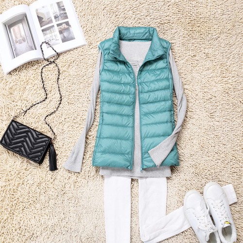 Women's Down Vest Coat Short Ladies Down Jacket Stand-up Collar Waistcoat - Picture 7 of 23