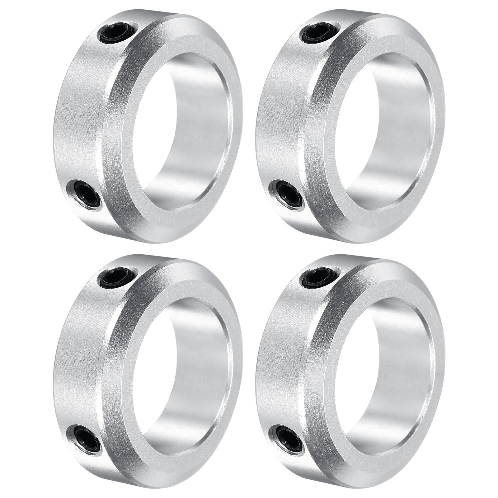Shaft Collar 25mm 1 Inch Bore Aluminum Set Screw Style Silver 4 Pcs