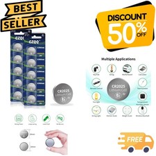 10-Pack CR2025 Lithium Batteries - High Capacity, Leak-Proof & Long Lasting