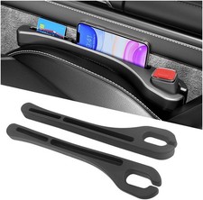 Car Seat Gap Filler Organizer 2 Pack with Phone Holder for Cars SUVs Black