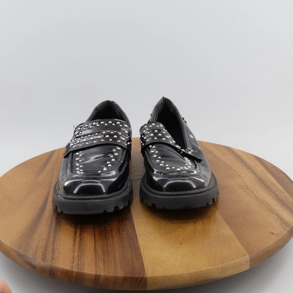 Zara Women's Studded Black Chunky Penny Loafers Size 6 - Image 2 of 4