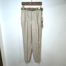 Vintage 80s Norton McNaughton High Waist Check Tapered Pants Belted Deadstock 12
