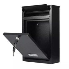 Black Large Letter Box Post Mail Box Wall Mounted Post Box Lockable With Keys