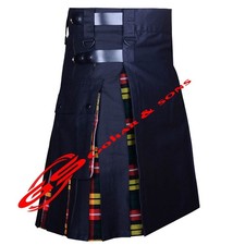 Men's Scottish Handmade Highland Casual Hybrid 100 Cotton Utility - tartan Kilt