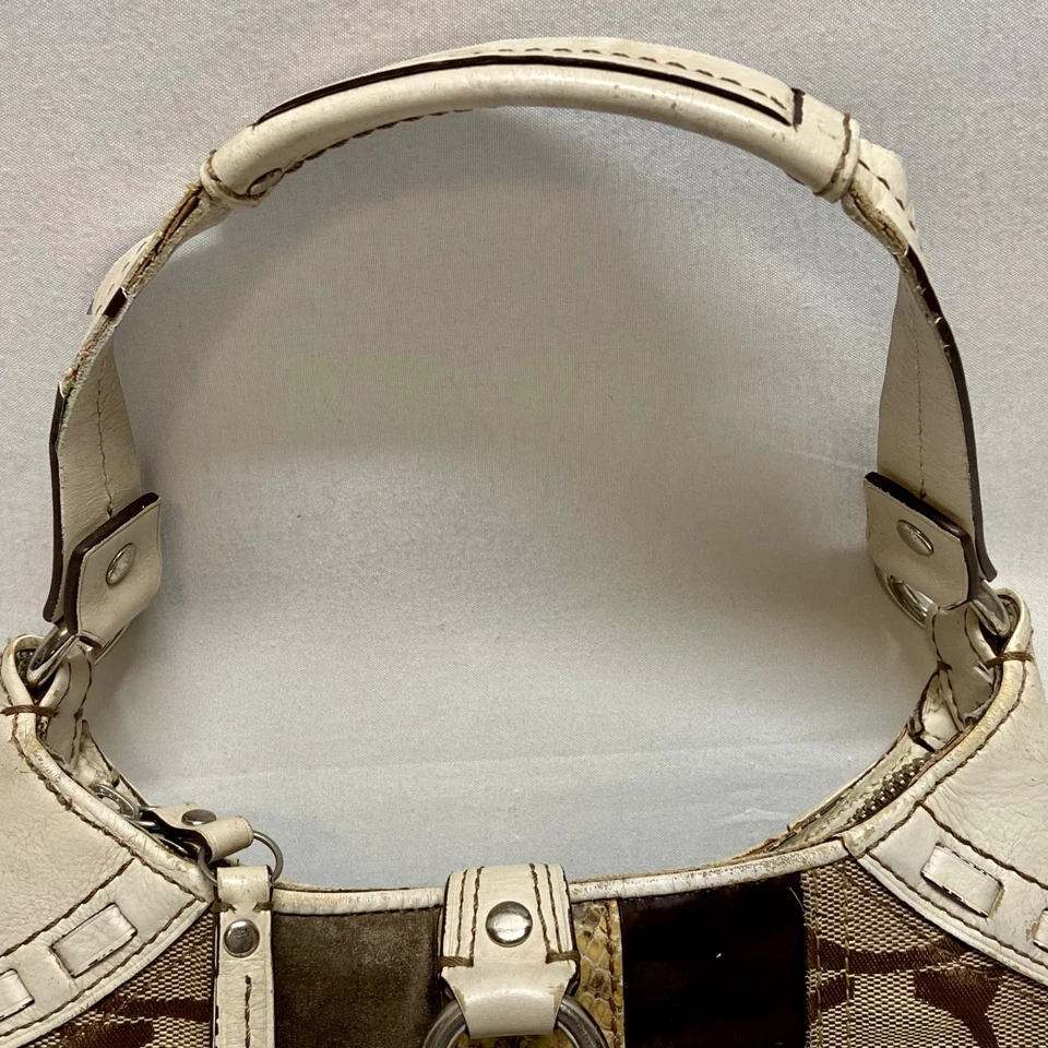 Сумка наплечная Coach Hampton Mini тонкая отделка питон 10287 цвет хаки коричневый - Изображение 4 из 4