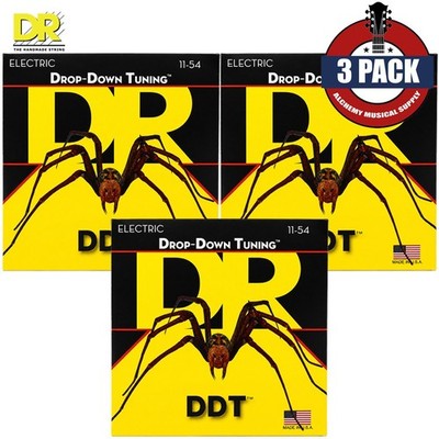3-PACK DR DDT-11 Drop-Down Tuning Nickel Plated Electric Guitar Strings 11-54