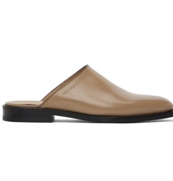 【関税&送料込】Salvatore Ferragamo Back Leather Slide Mules SALVATORE FERRAGAMO Gasco 9 EE BEIGE Mule Men Leather