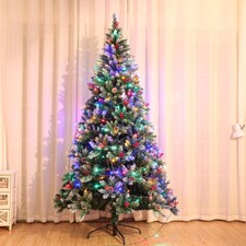 Artificial 7.5 Ft Pre-Lit Christmas Tree with 1358 Tips Multi-color LED Lights