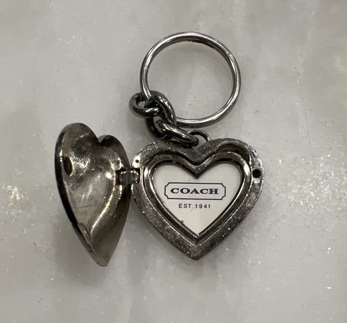 Vintage Coach Red Heart Locket Keychain Purse Charm - Gem