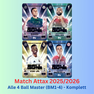 Topps MATCH ATTAX 25/26 CL 2025/2026 - Komplett: Alle 4 Ball Master (BM1-4)