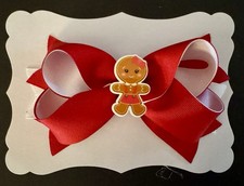 Christmas Gingerbread Hairbow W/3 Flatback Options Custom Made W/ FreeShipping