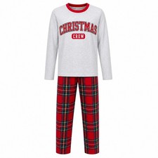 Christmas Pajamas Youth XL Size 14 Crew Red Plaid Holiday Set NWT