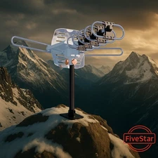 200Mile Outdoor TV Antenna Motorized Amplified HD TV 1080P VHF/UHF 360° Rotor