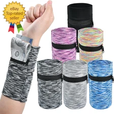 6 Pieces Wrist Wallet for Women Men, High Elasticity Running Wrist Pouch with Zi