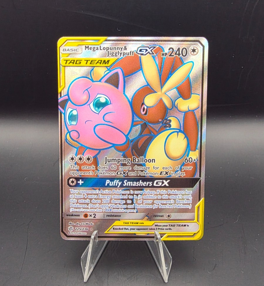 Mega Lopunny & Jigglypuff GX 225/236 Cosmic Eclipse Full Art Pokemon Card