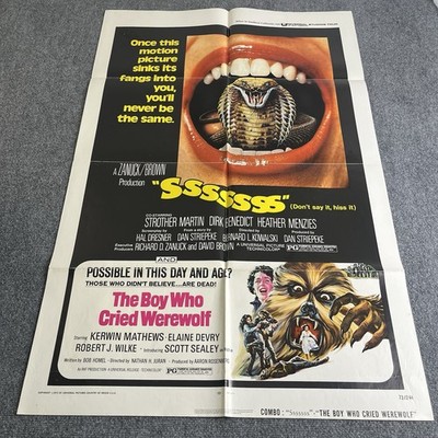Original 1973 Sssssss & Boy Who Cried Werewolf Combo Movie Poster 27x41 Vintage