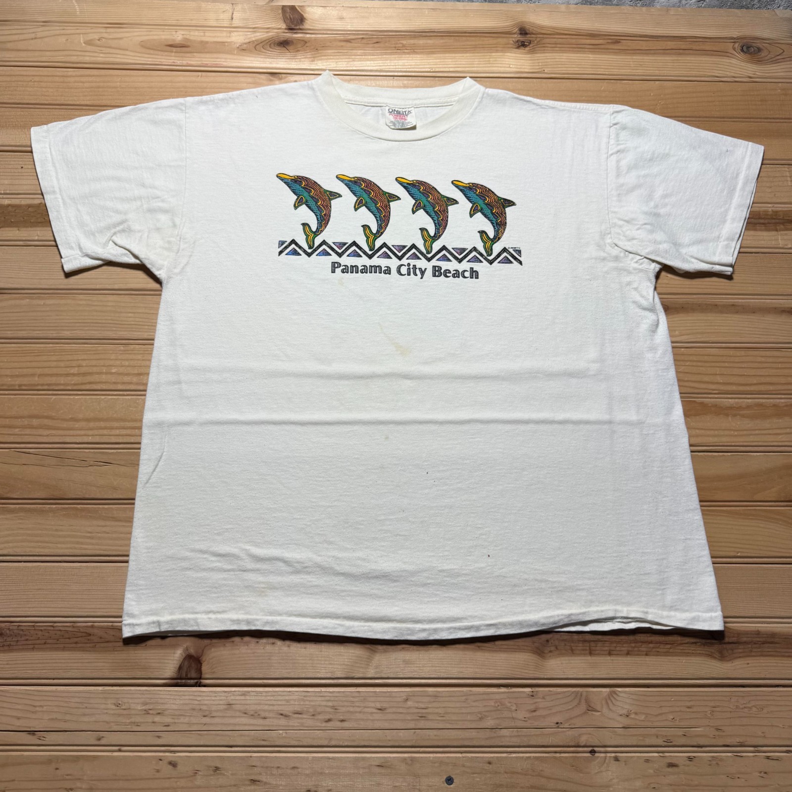 Vintage 1995 Panama City Beach Dolphin Marine Life Graphic Souvenir Shirt USA XL