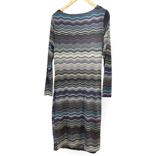 Tribal Long Sleeve Cowl Neck Dress Striped Women’s Medium Ruched Slimming Sheath - Picture 6 of 6