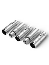 XLR Adapter 5PACK, XLR to XLR Gender Changer, XLR Female to Male Connector, 3 Pi