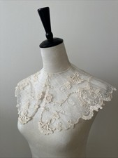 Vtg 5 Champagne Floral Embroidered Sheer Lace Detachable Collars Scalloped Edge.